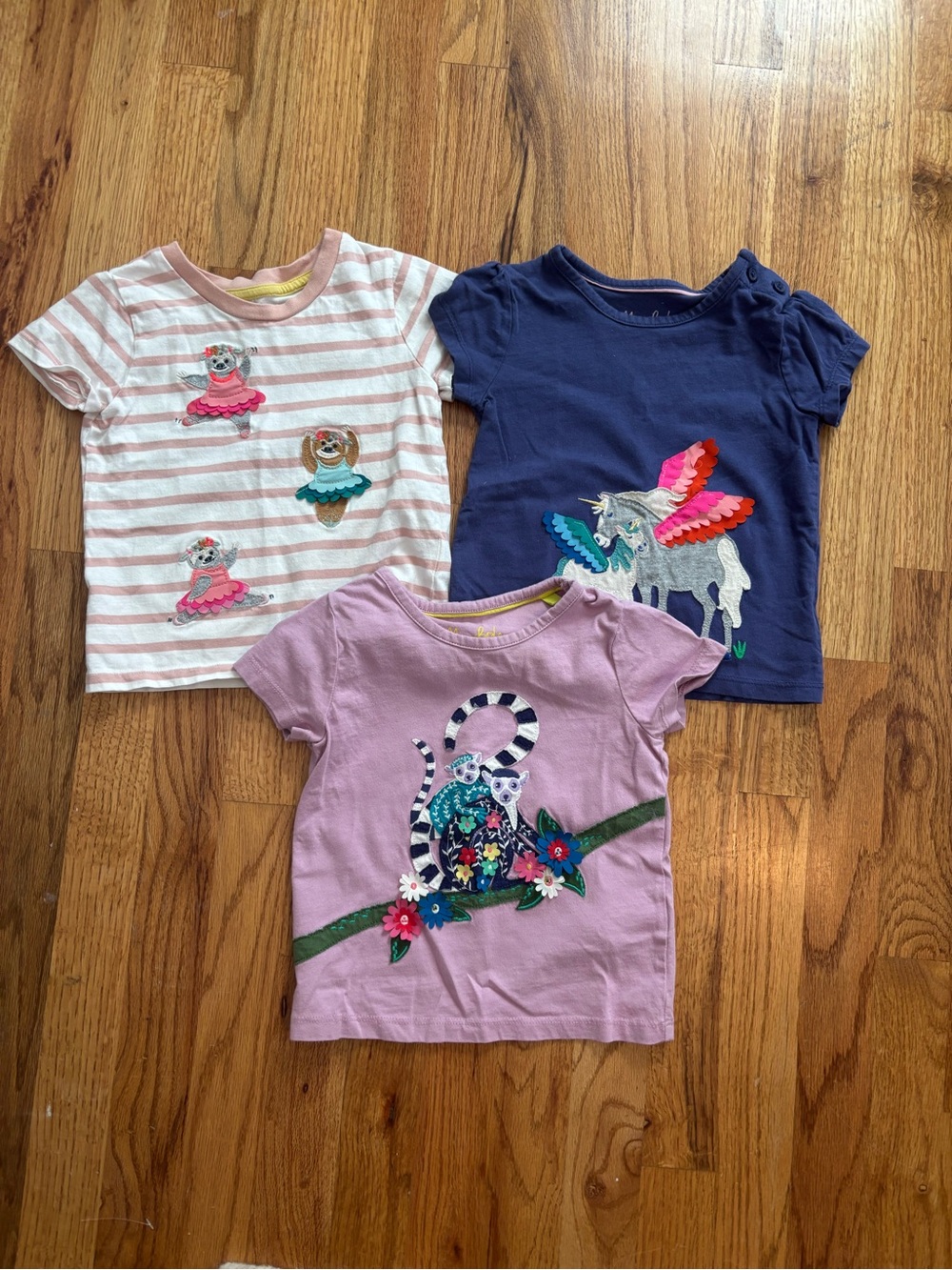 Mini Boden Girls' Pink, Navy & Lavender Graphic Short-Sleeve Tops - Pack of 3